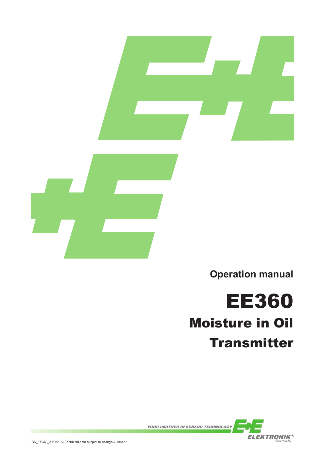 E+E EE360 Operating Manual