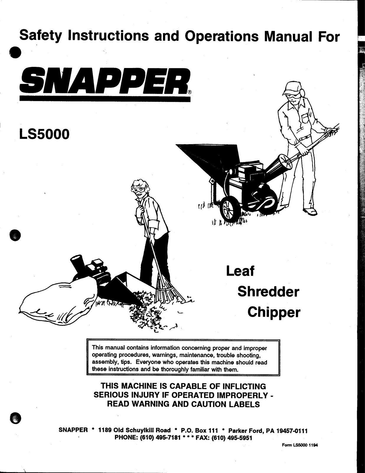 Snapper LS5000 User Manual