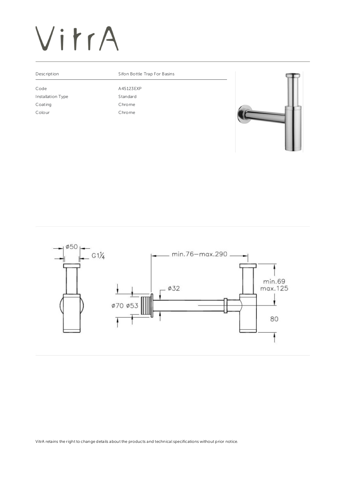 Vitra A45123EXP Datasheet