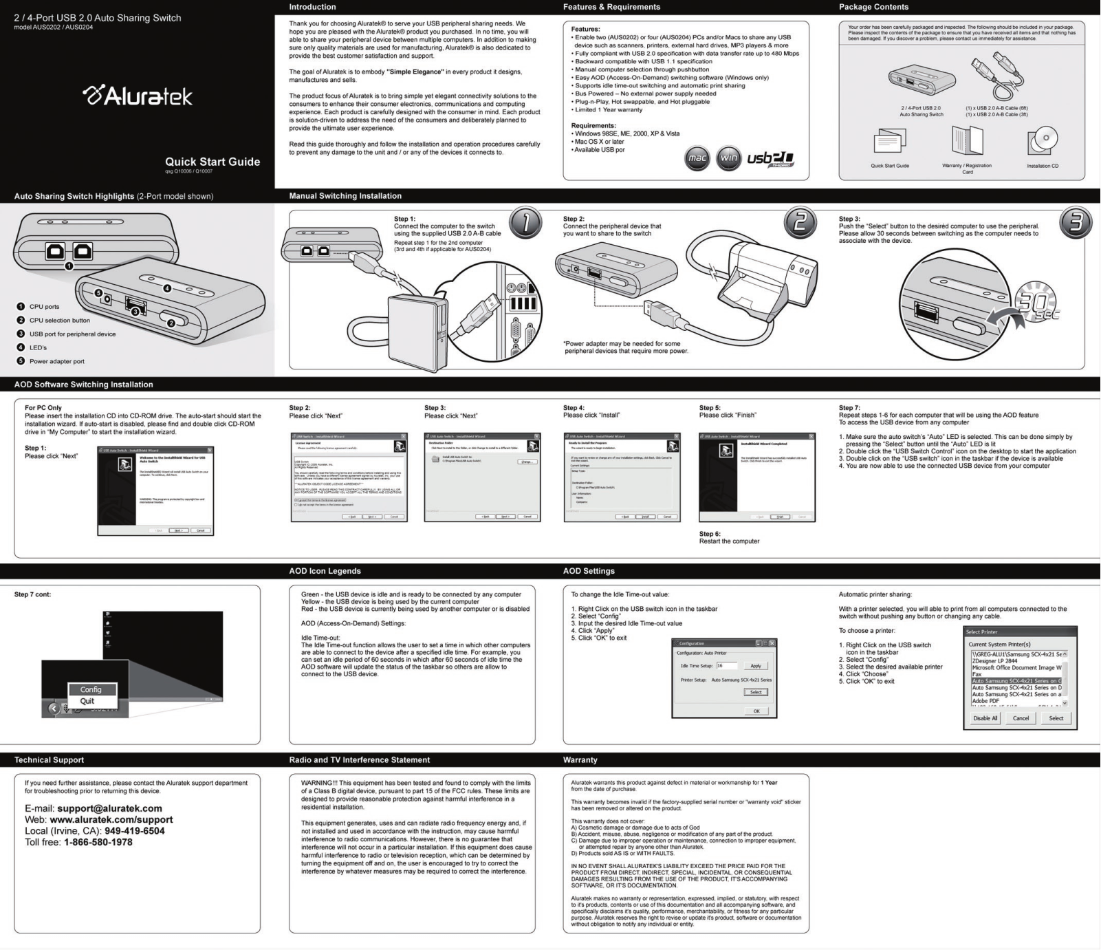 Aluratek AUS0204 Quick Start Guide