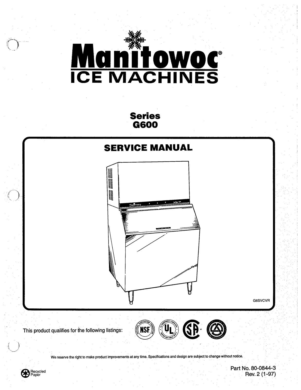 Manitowoc Ice GD0692N Service Manual