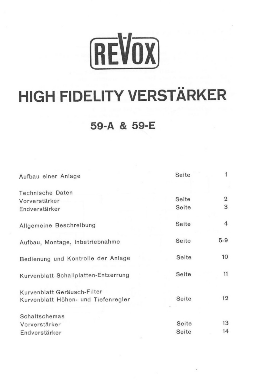 Revox 59-A Service manual