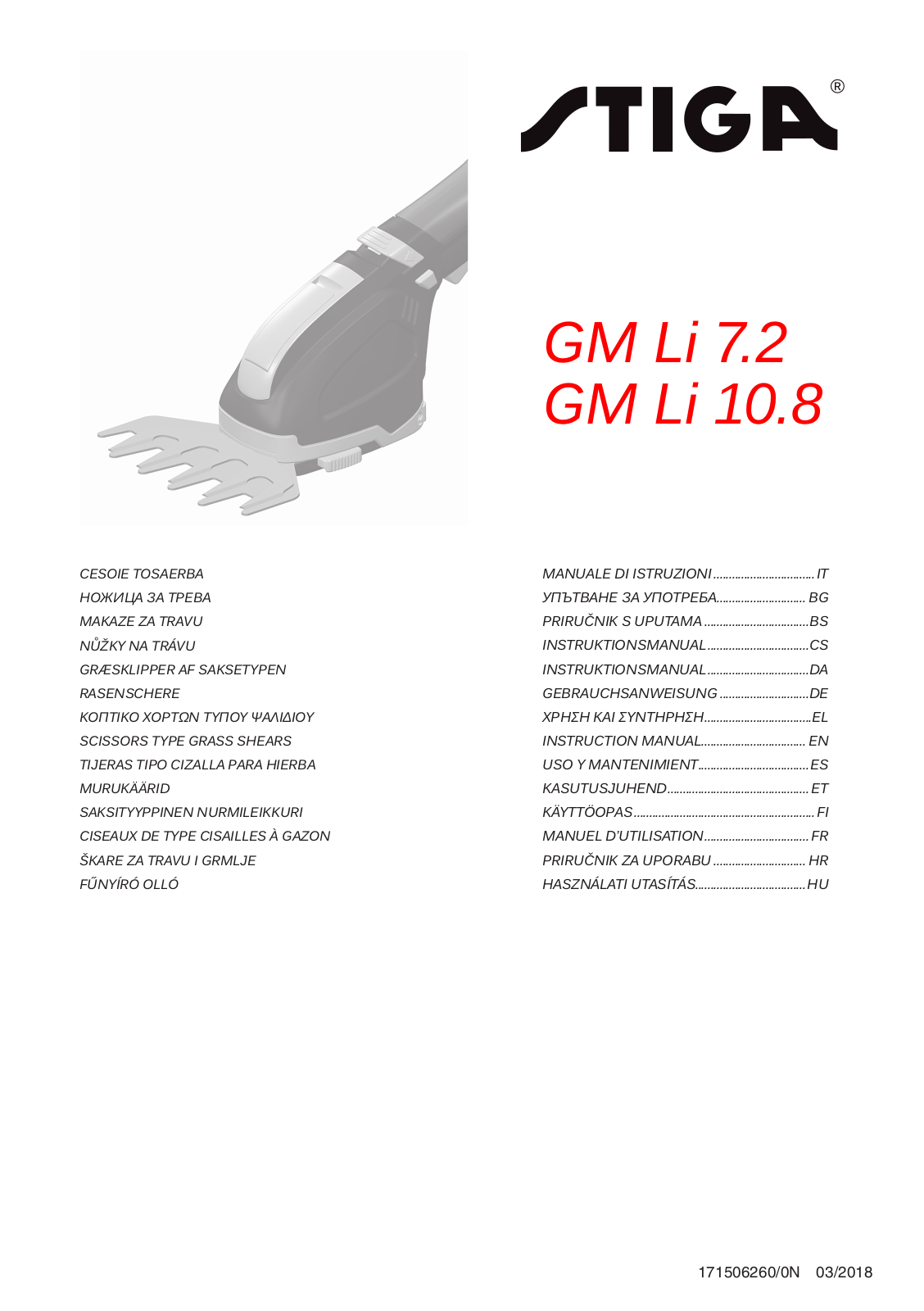 Stiga gm li 7.2, gm li 10.8 User Manual