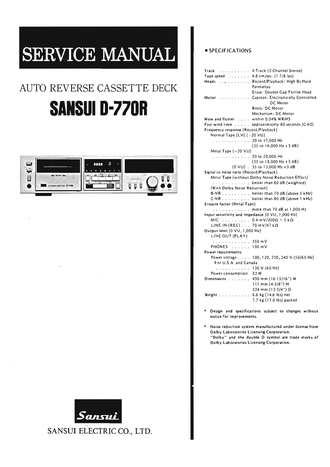 Sansui D-770-R Service Manual