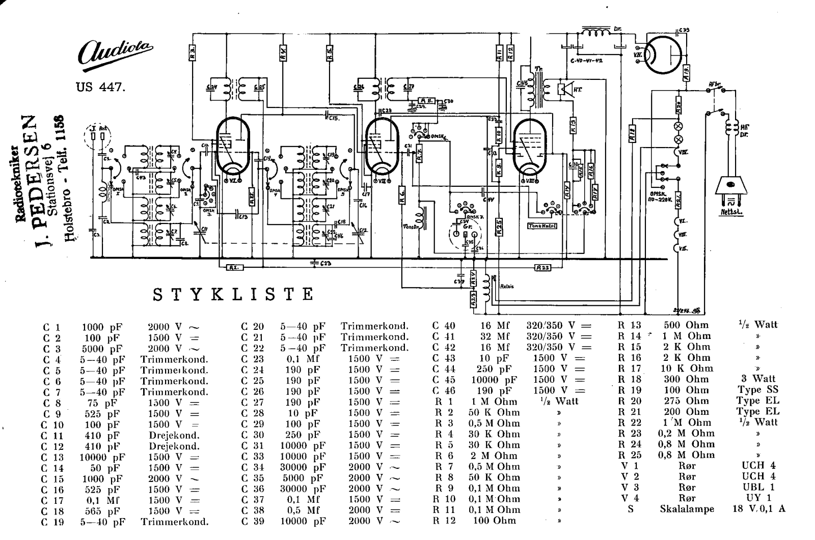 Audiola US447 Schematic