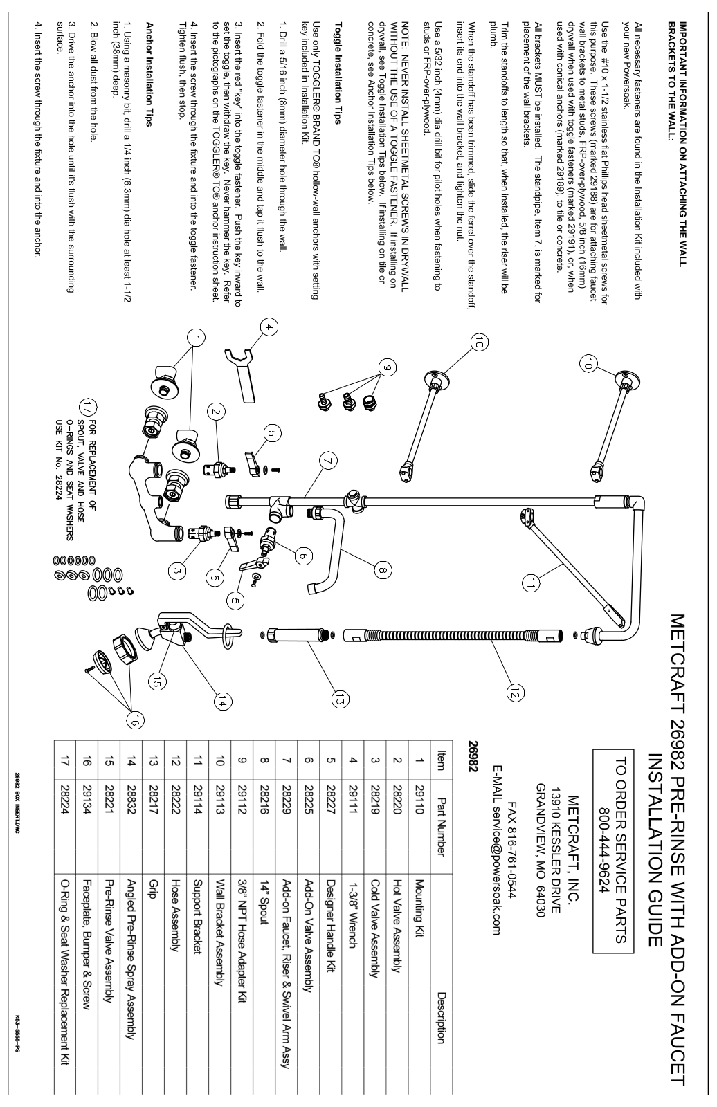 Metcraft 26982 Installation  Manual