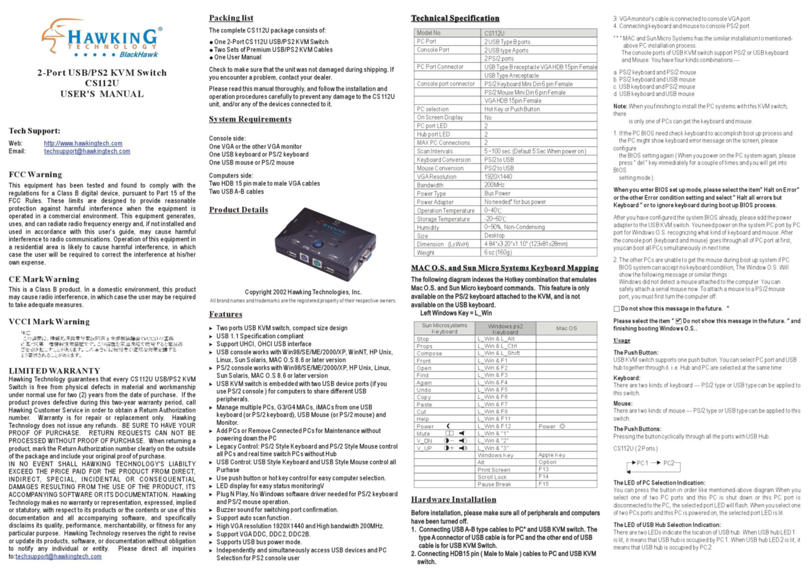 Hawking CS112U User Manual