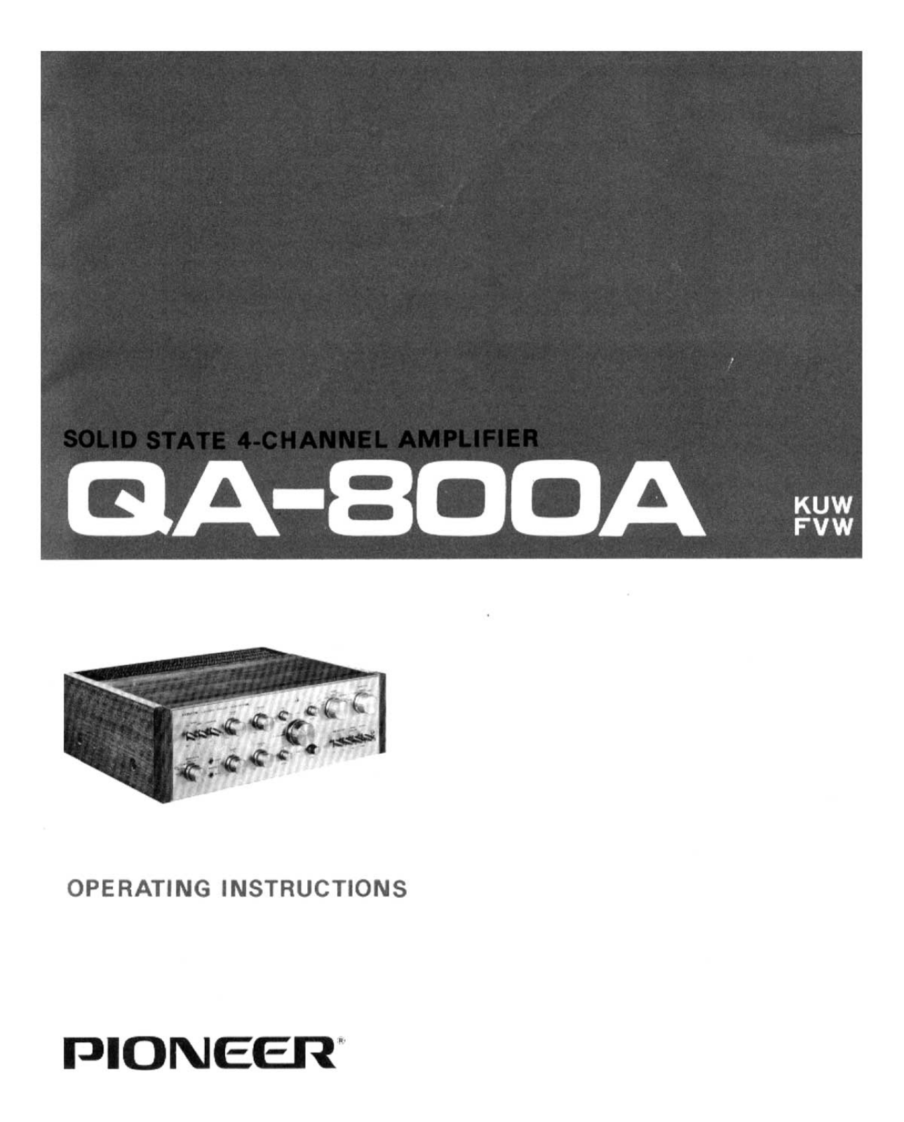 Pioneer QA-800-A Owners manual