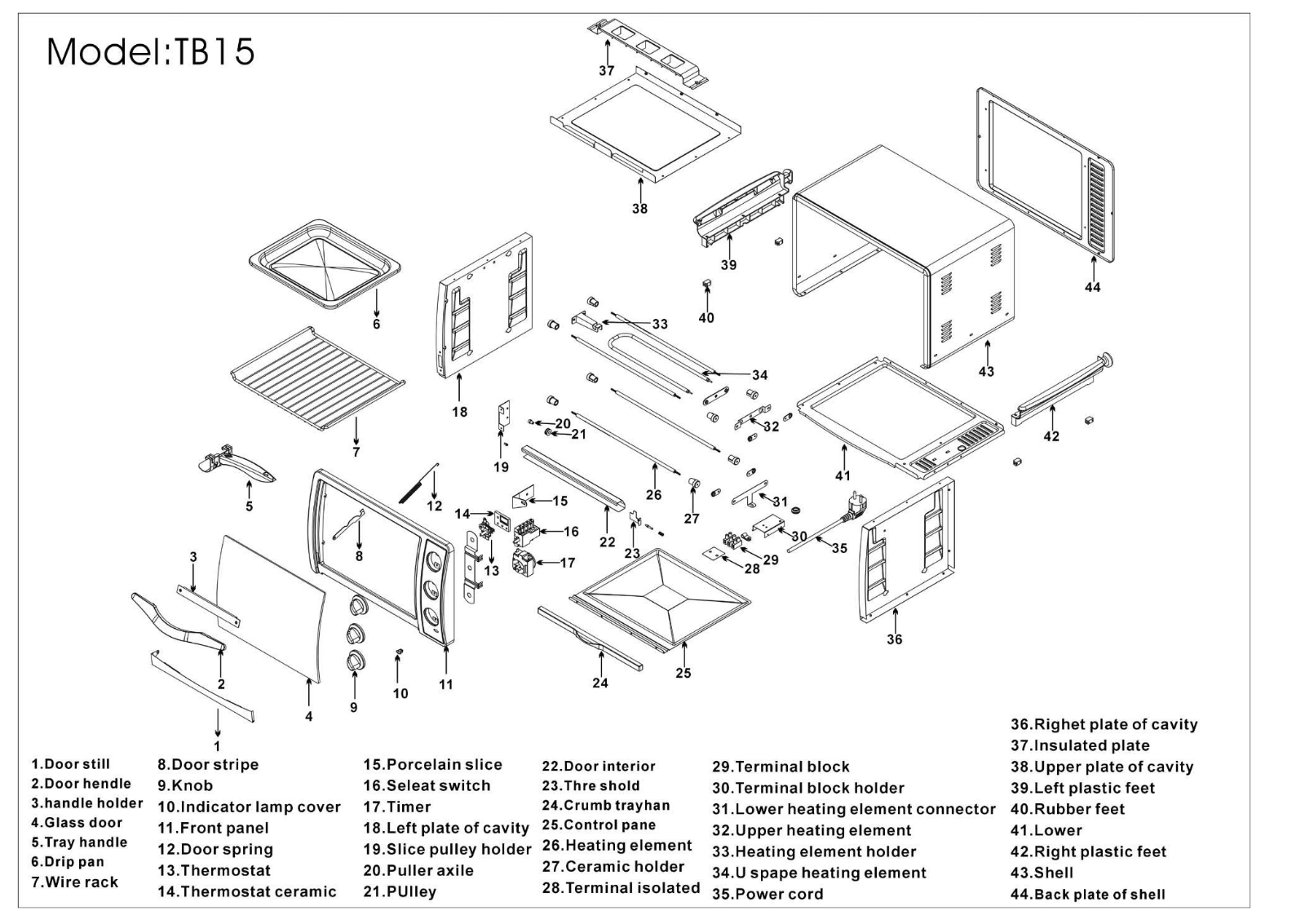 BORK TB15 Spare Parts List