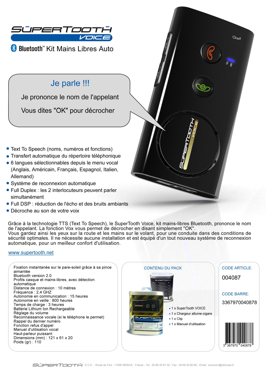 Supertooth VOICE DATASHEET