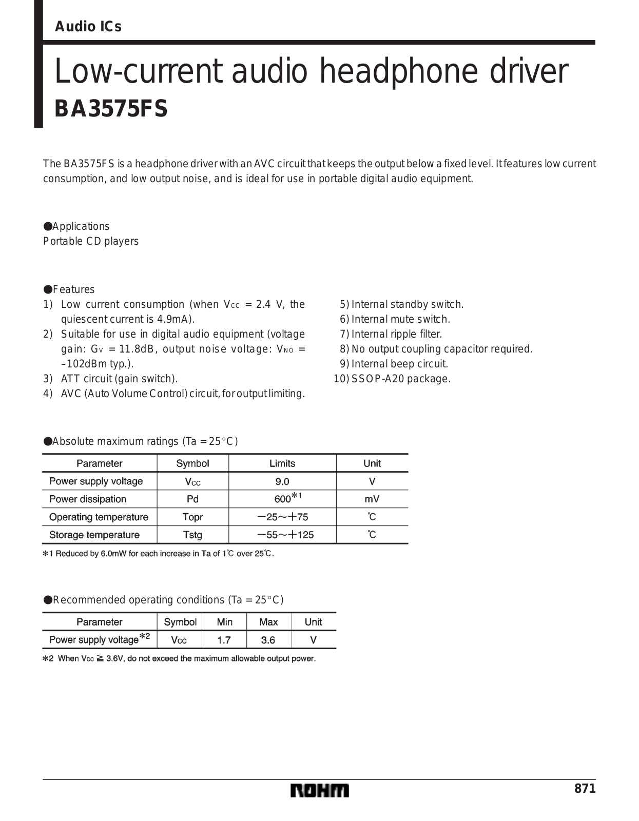 Datasheet BA3575FS Datasheet (ROHM) - ManualMachine.com