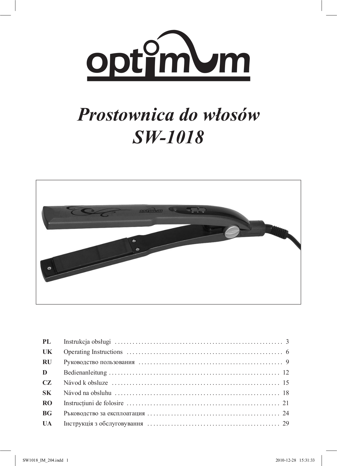 Optimum SW-1018 User Manual - ManualMachine.com