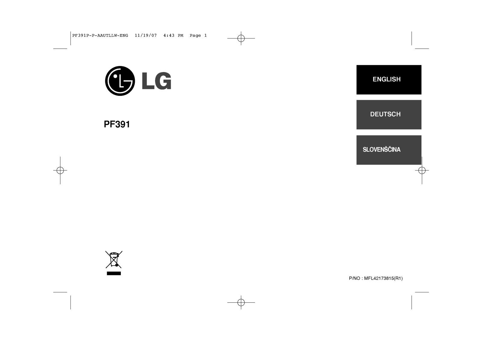 Lg PF391 User Manual