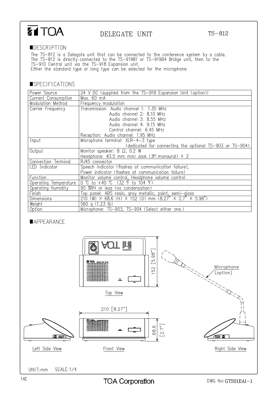 TOA TS-812 User Manual