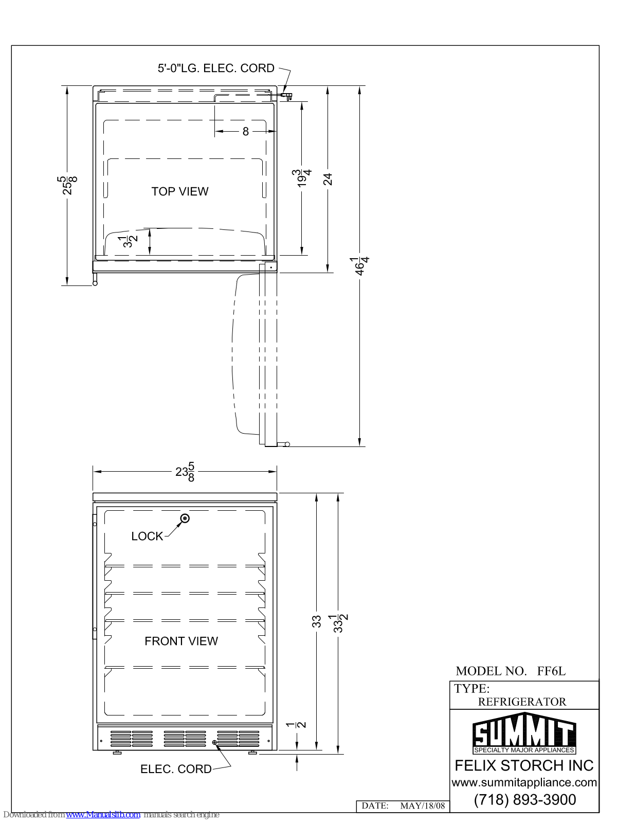 Summit FF6L Dimensional Drawing - ManualMachine.com