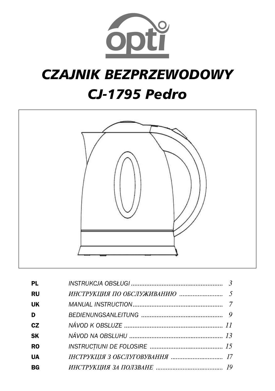 OPTi CJ-1795 Pedro Instruction Manual