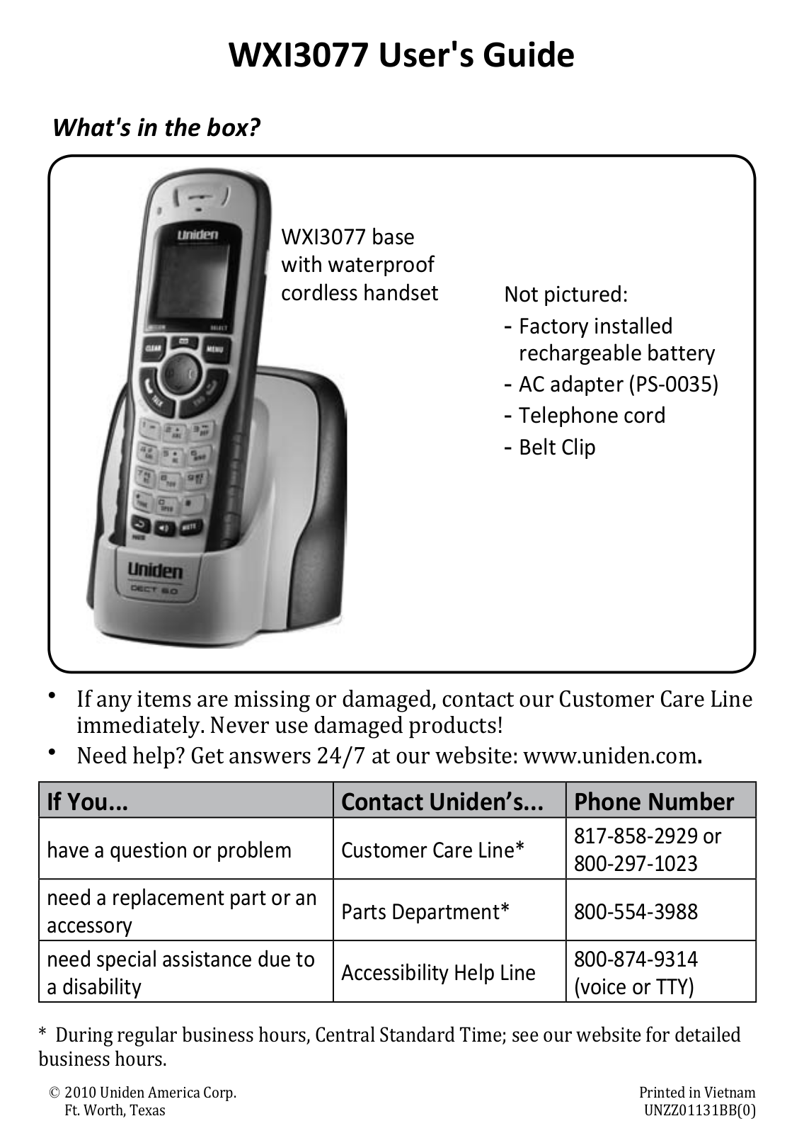 Uniden WXI3077 User Manual