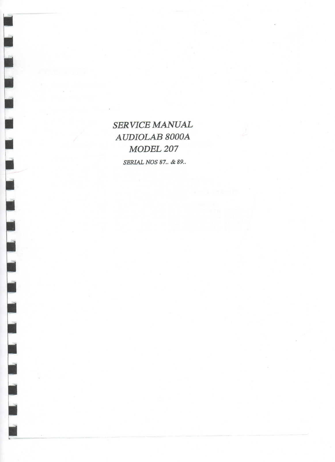 Audiolab 8000-A Service manual