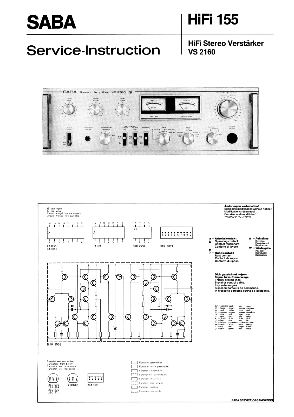 Saba VS-2160 Service Manual