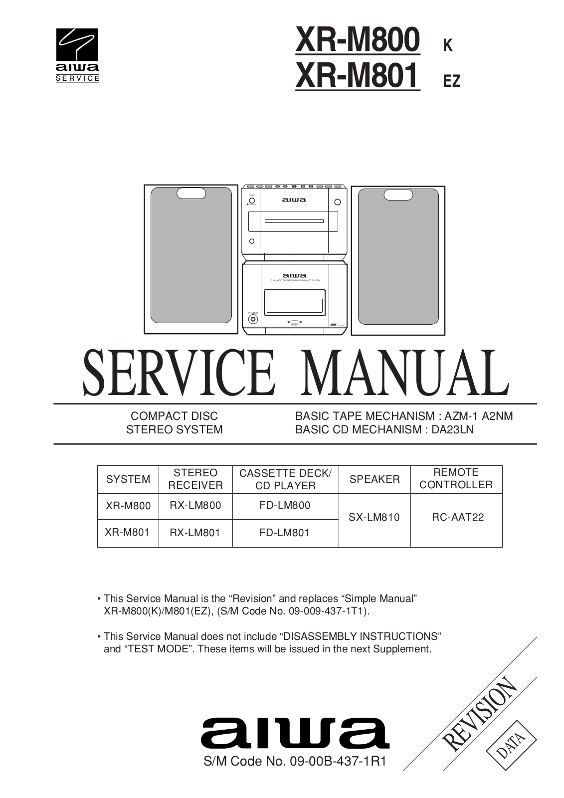 Aiwa XR-M800, XR-M801 Service Manual