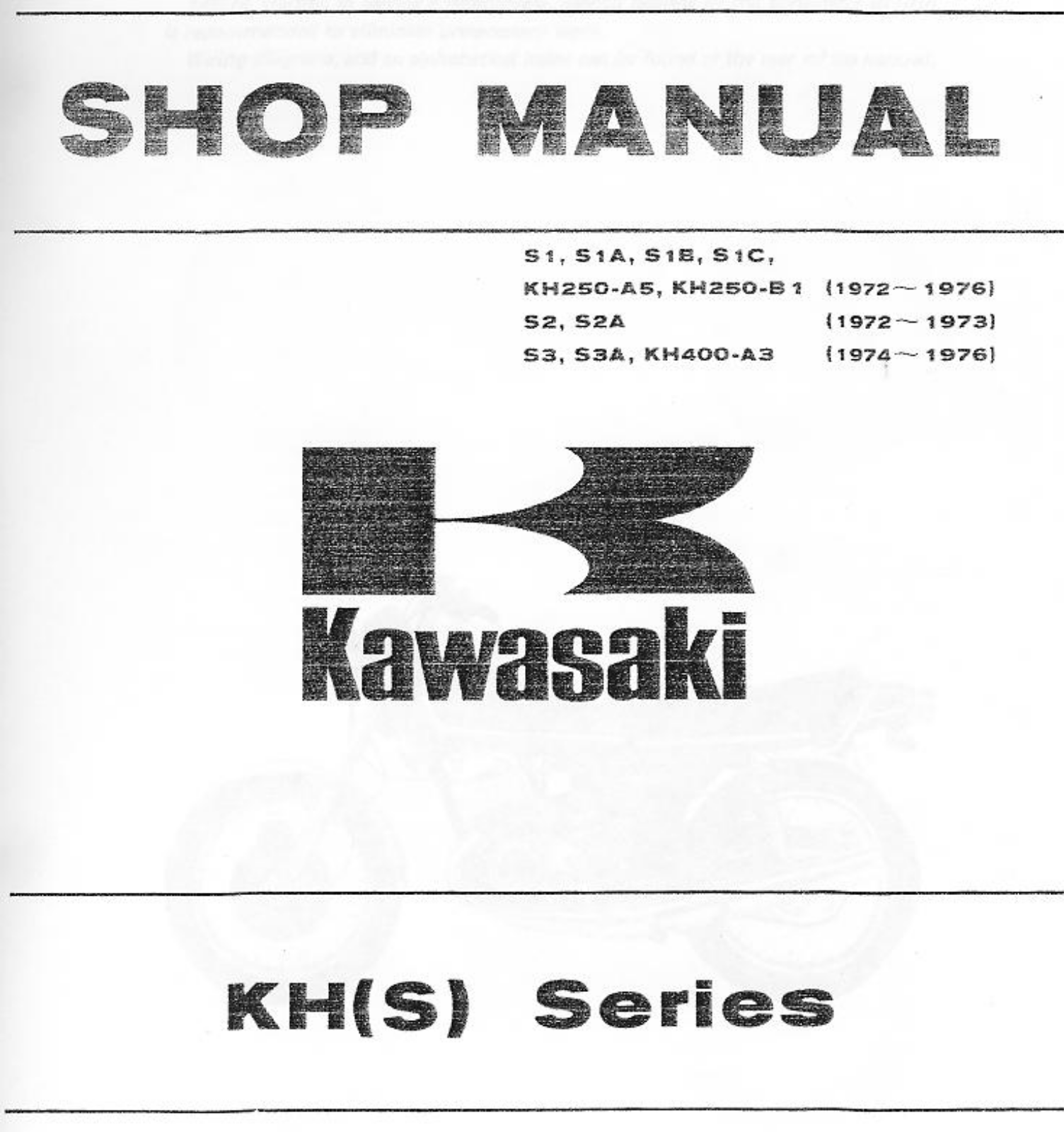 KAWASAKI S, S2, KH400, KH250 User Manual