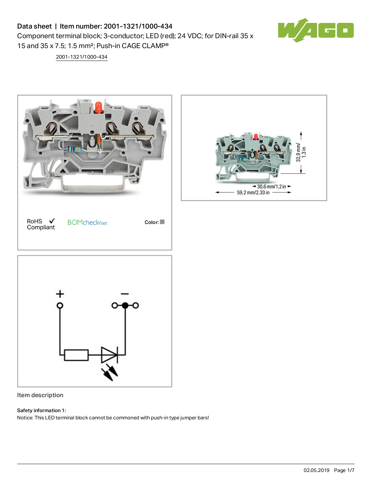 Wago 2001-1321/1000-434 Data Sheet