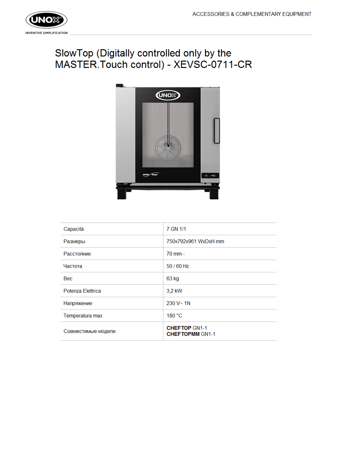 UNOX XEVSC-0711-CR Datasheet