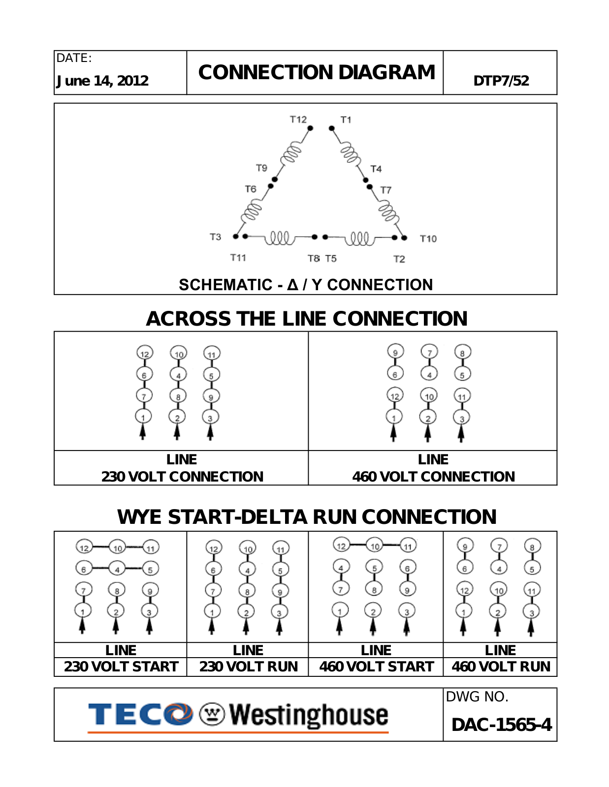 Teco DTP7/52 Connection Diagram