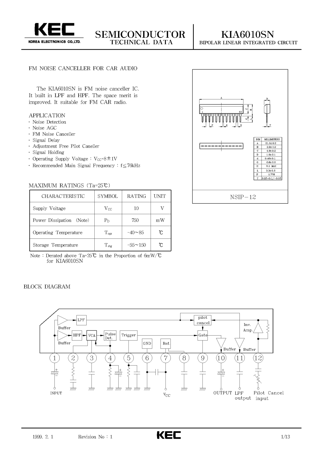 KEC KIA6010SN Datasheet