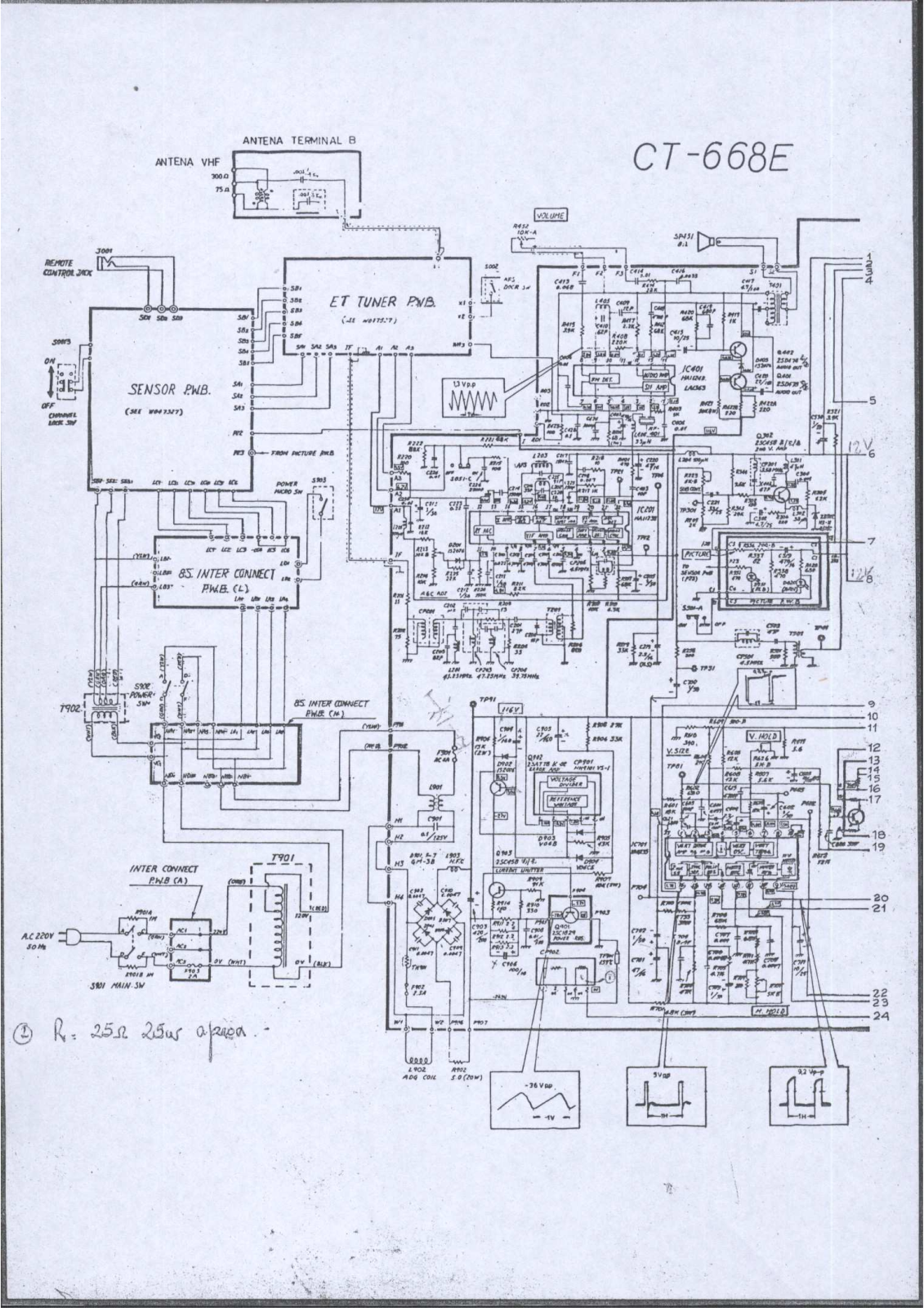 Hitachi CT-668E Schematic