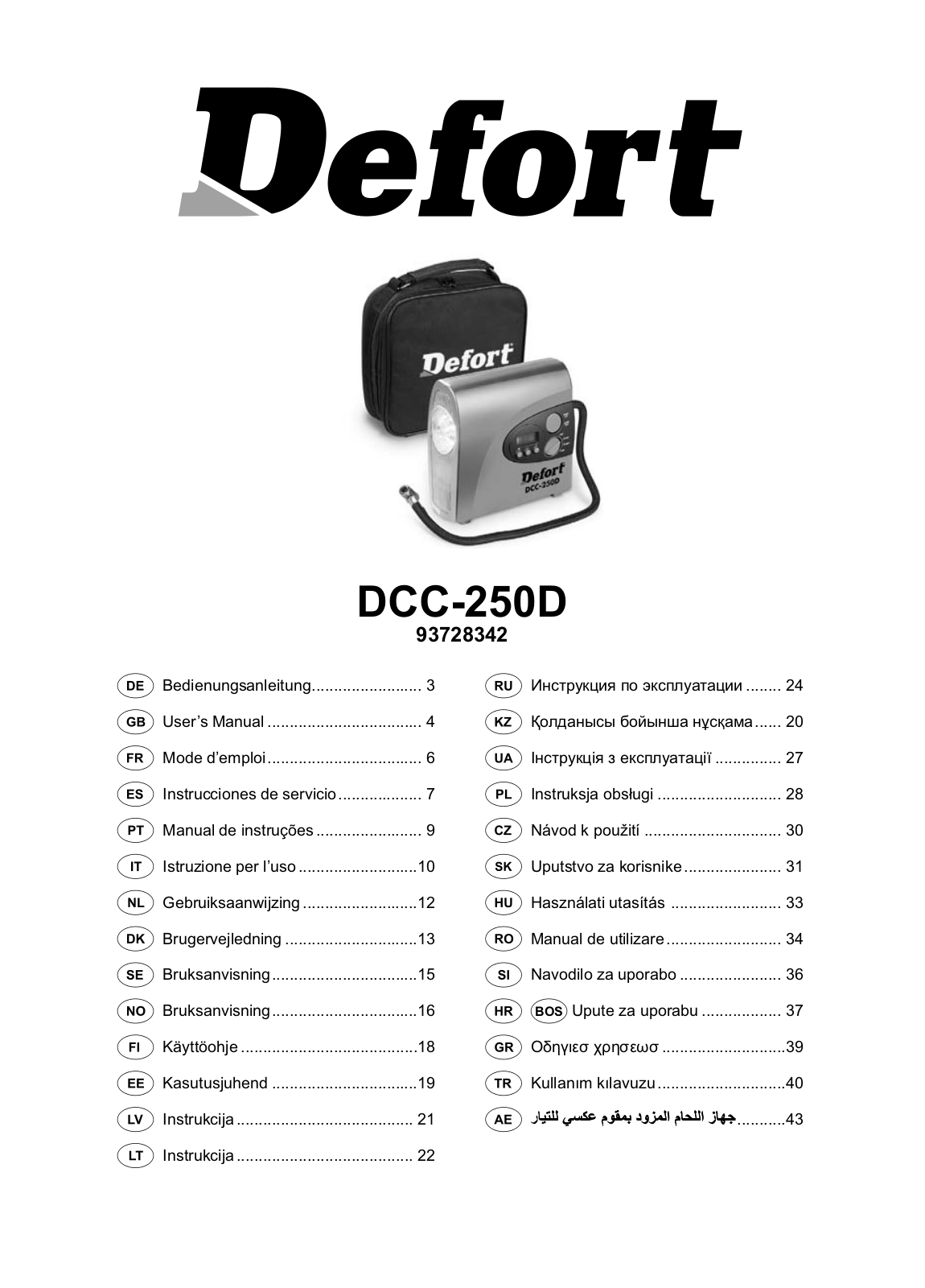 Defort DCC-250D User Manual