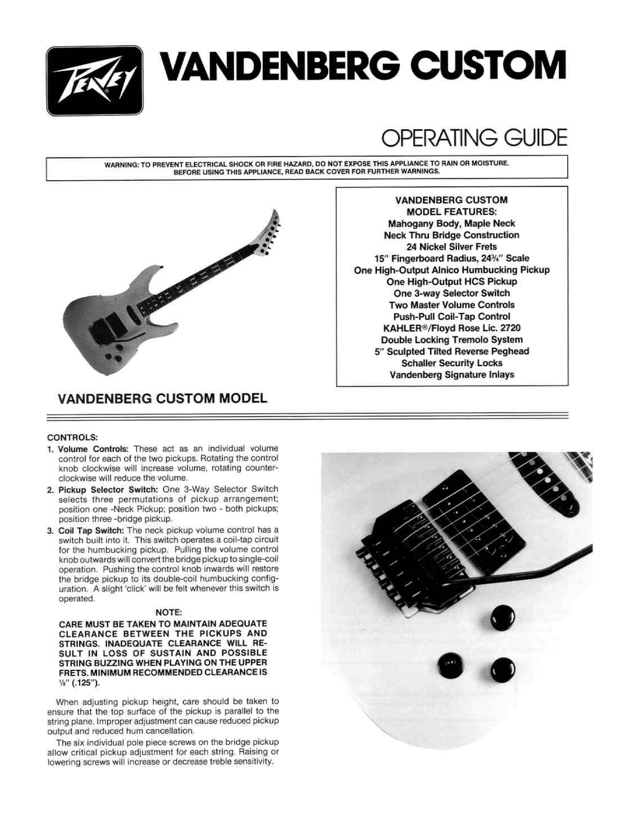 Peavey Vandenberg Custom User Manual