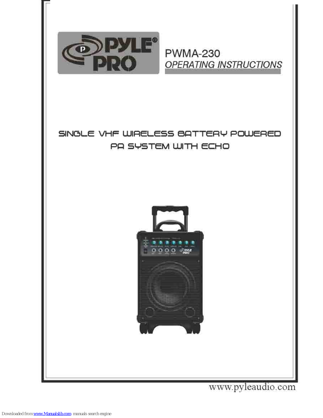 Pyle Pro PWMA-230 Operating Instructions Manual