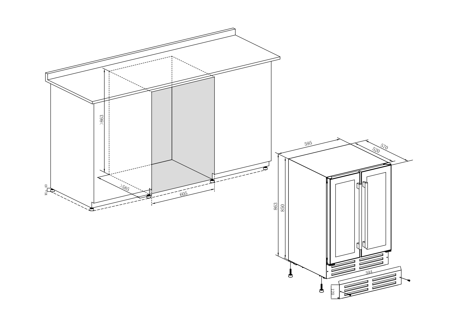 Temptech WP2DQ60DCS, WP2DQ60DCB Dimensions
