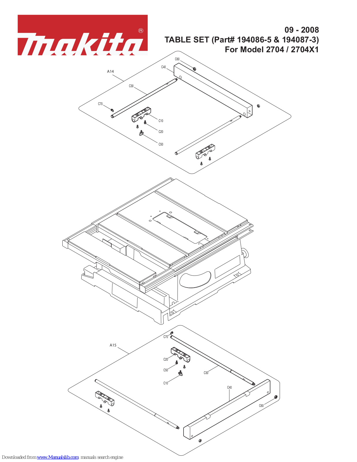 Makita 2704X1, 194086-5, 194087-3 Parts Manual