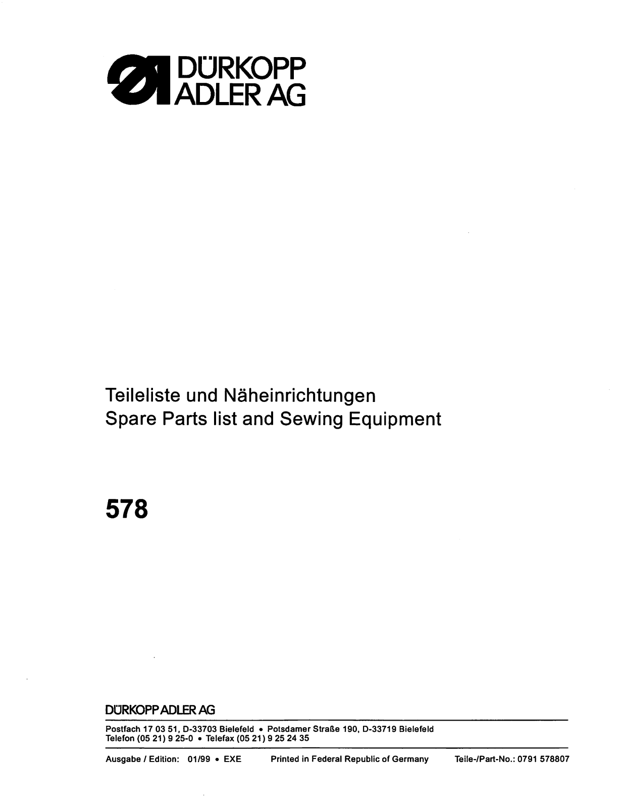 Adler 578 User Manual