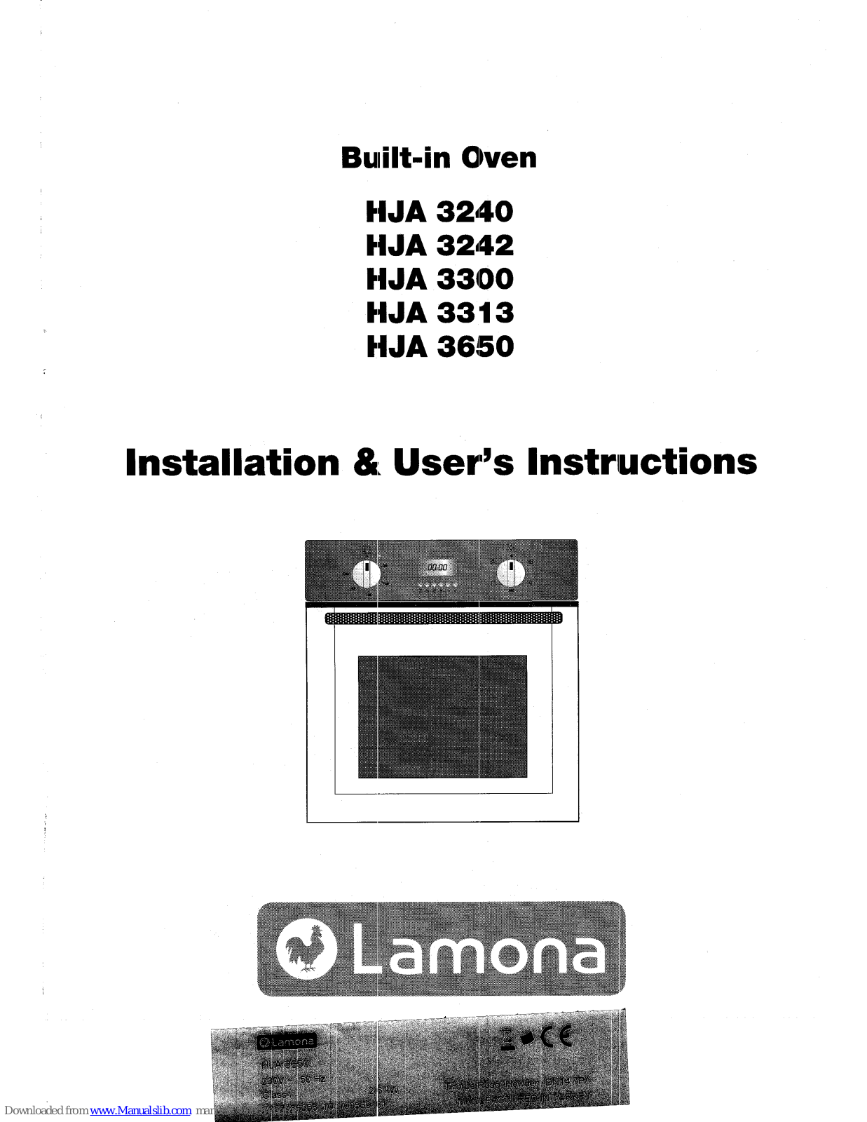 Lamona HJA 3240, HJA 3242, HJA 3300, HJA 3650, HJA 3313 Installation Manual