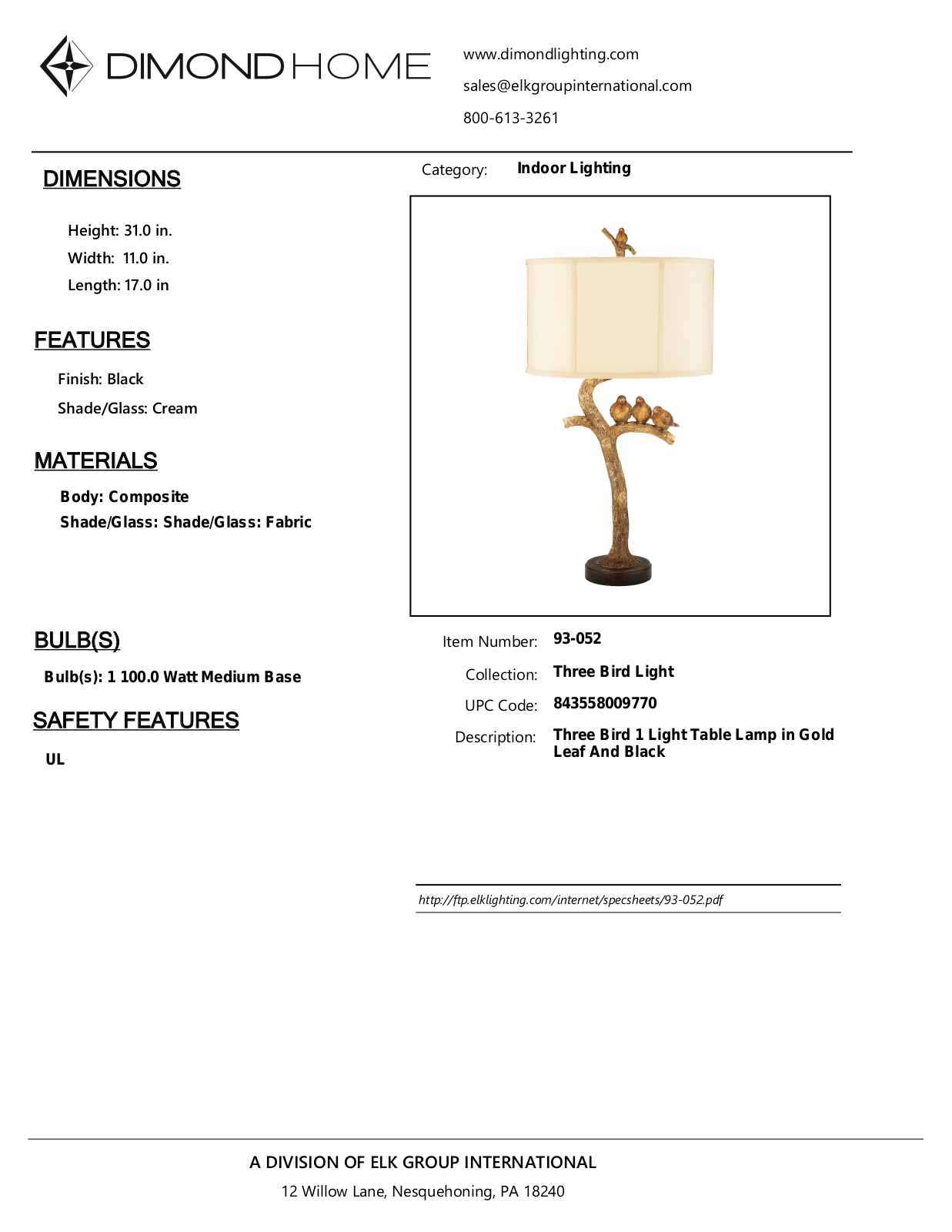 ELK Home 93052 User Manual