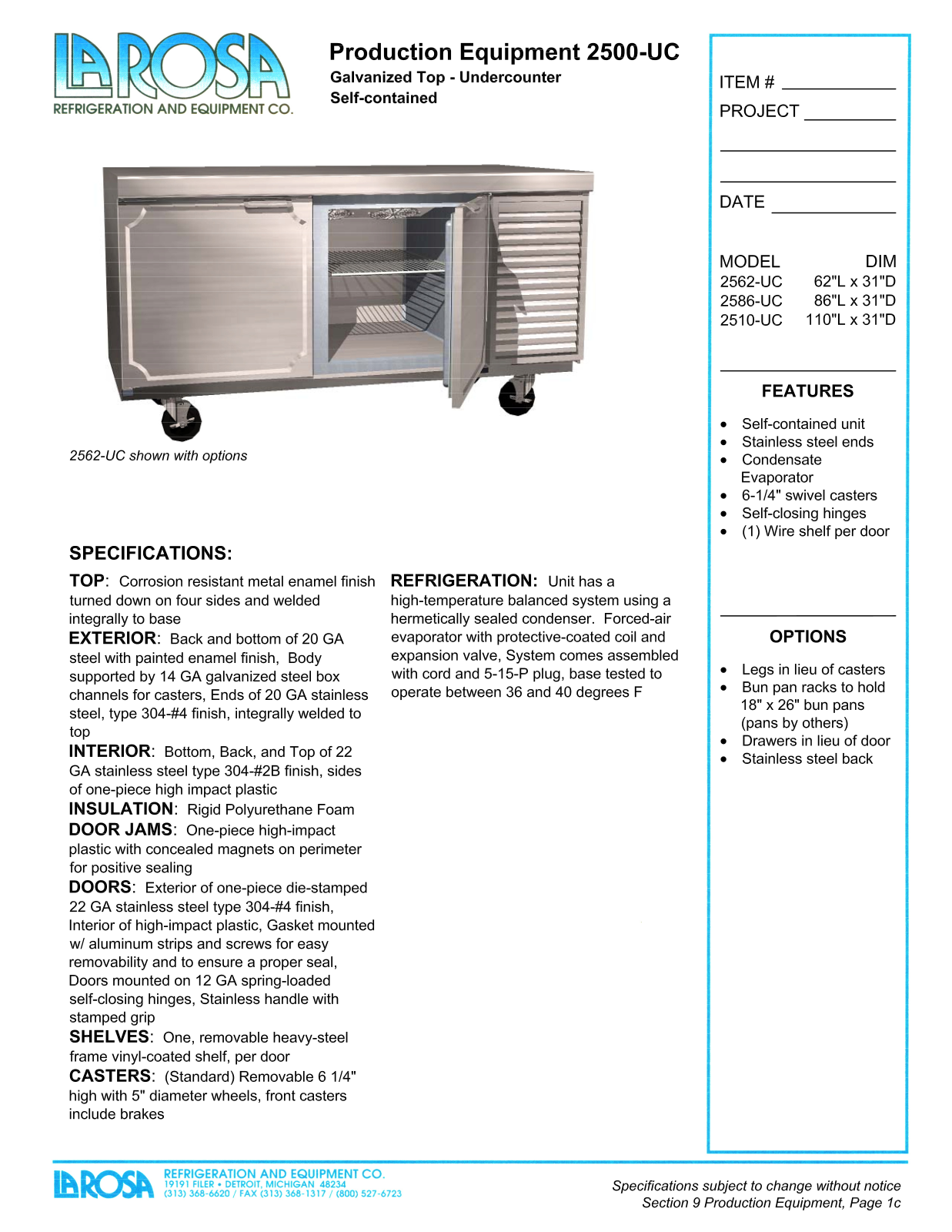 Larosa 2510-UC User Manual