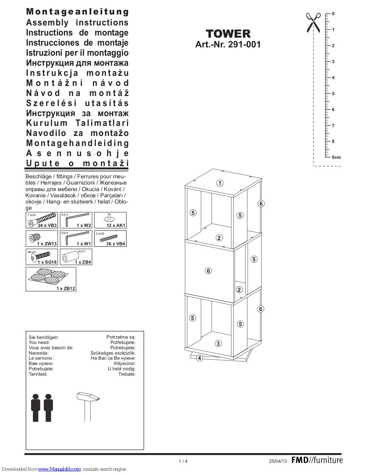 FMD TOWER, 291-001 Assembly Instructions Manual - ManualMachine.com