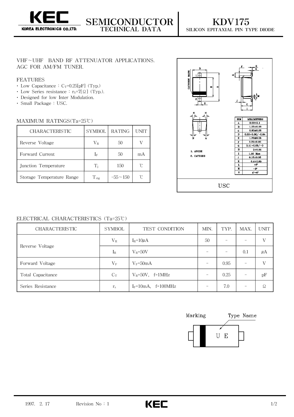 KEC KDV175 Datasheet