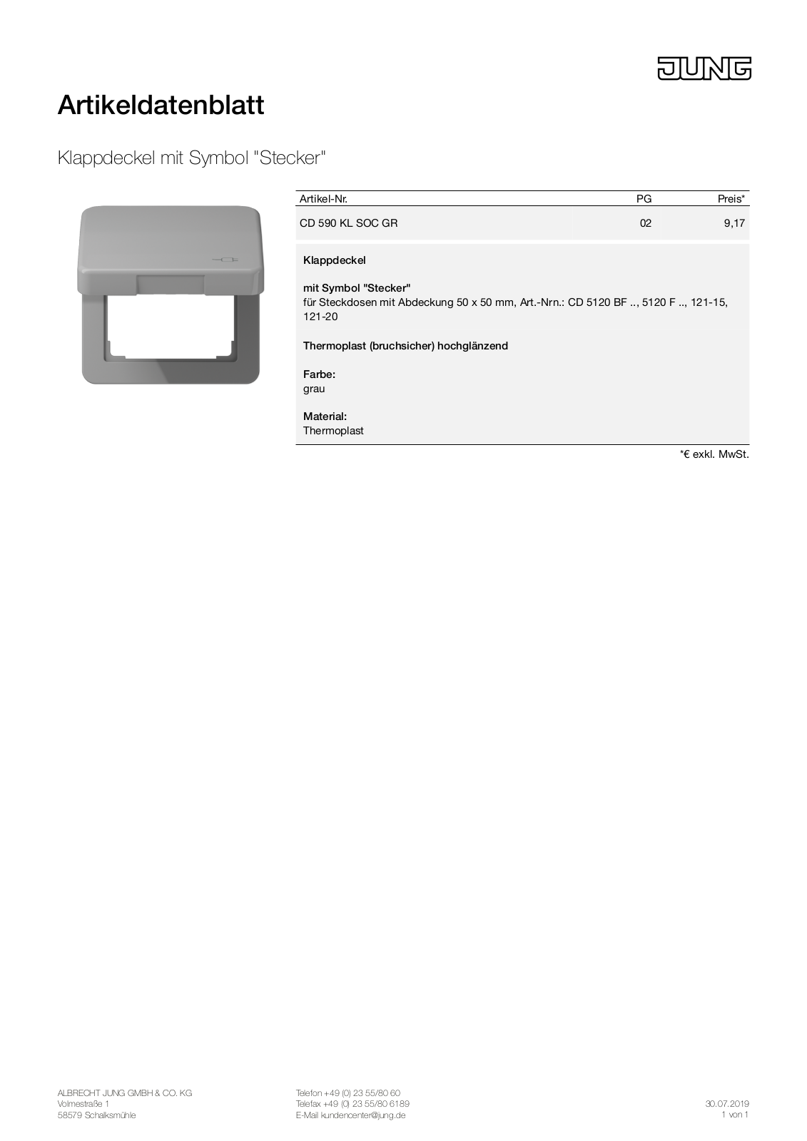 Jung CD 590 KL SOC GR User Manual