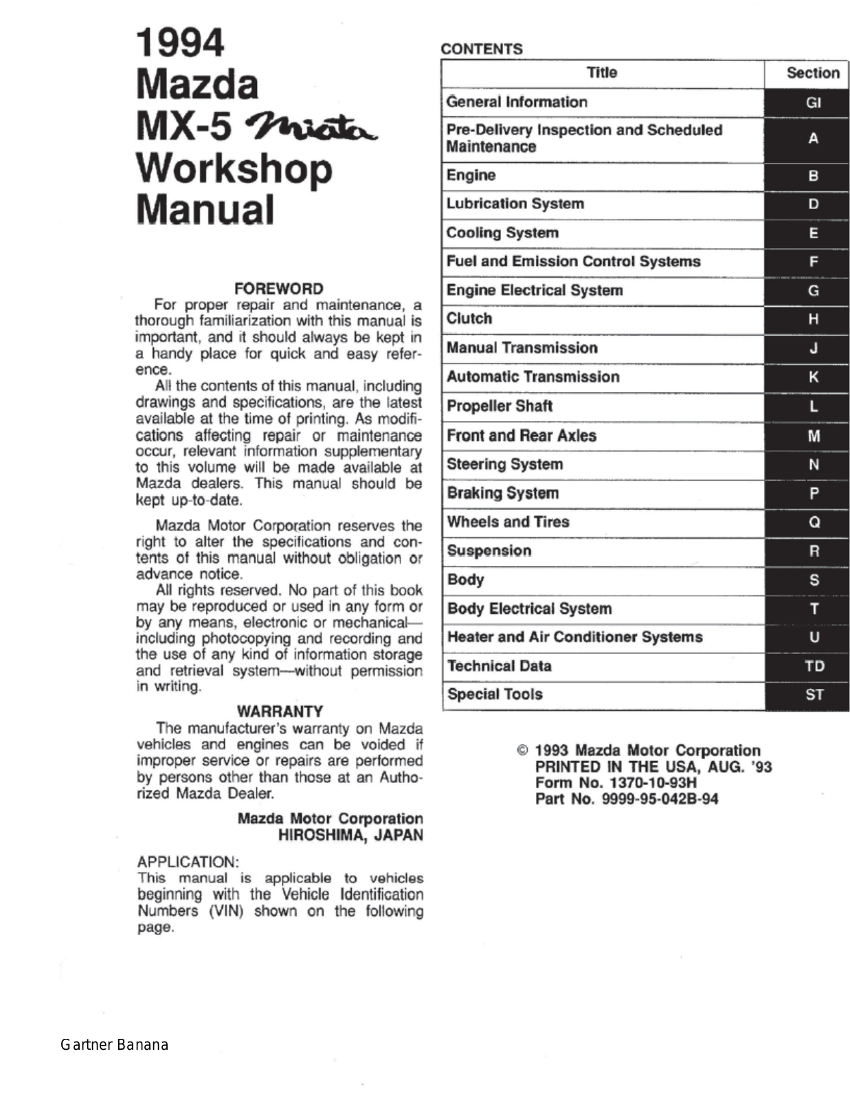 Mazda MX-5 Miata (1994) Workshop Manual - ManualMachine.com