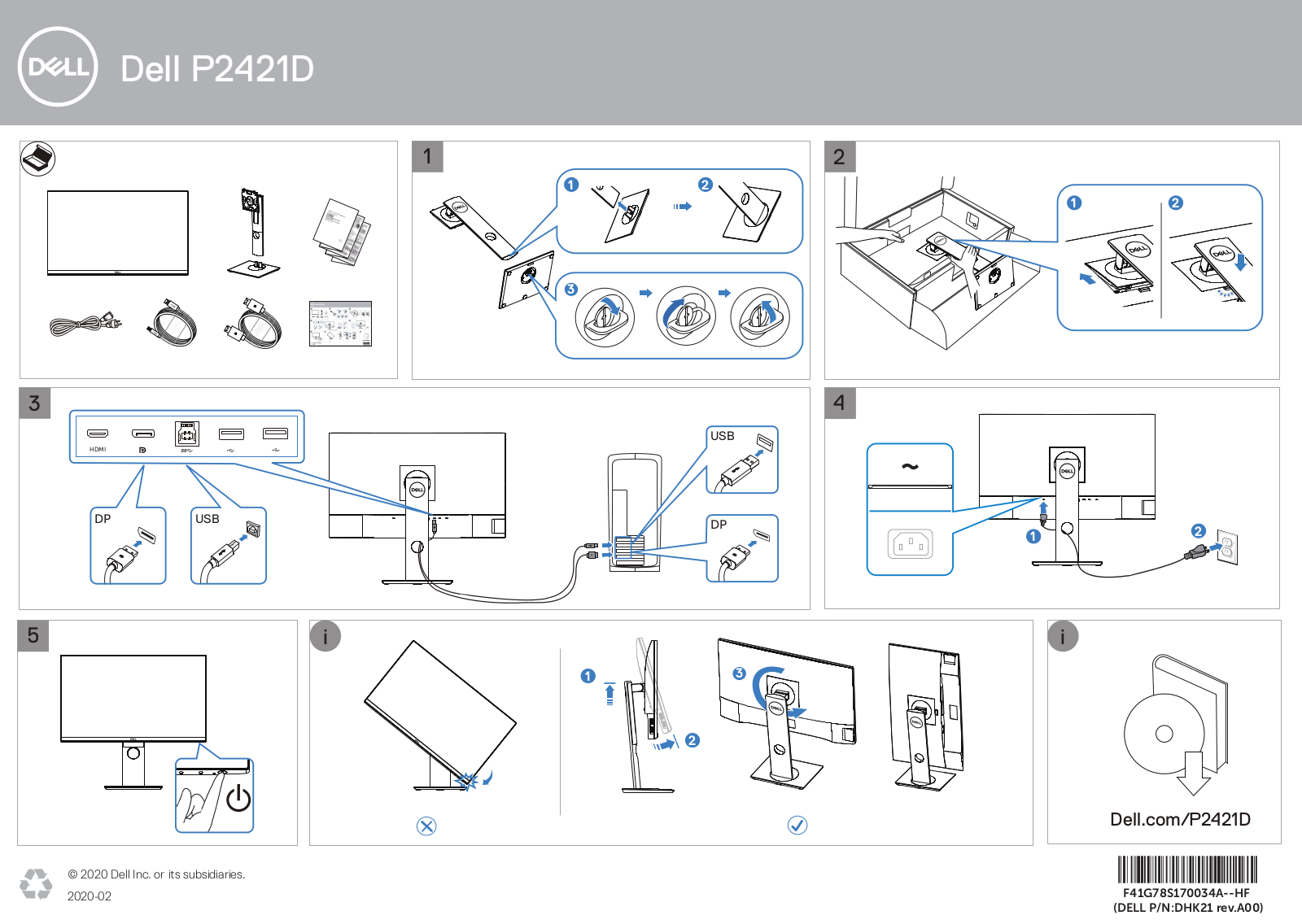 Dell P2421D Getting Started Guide