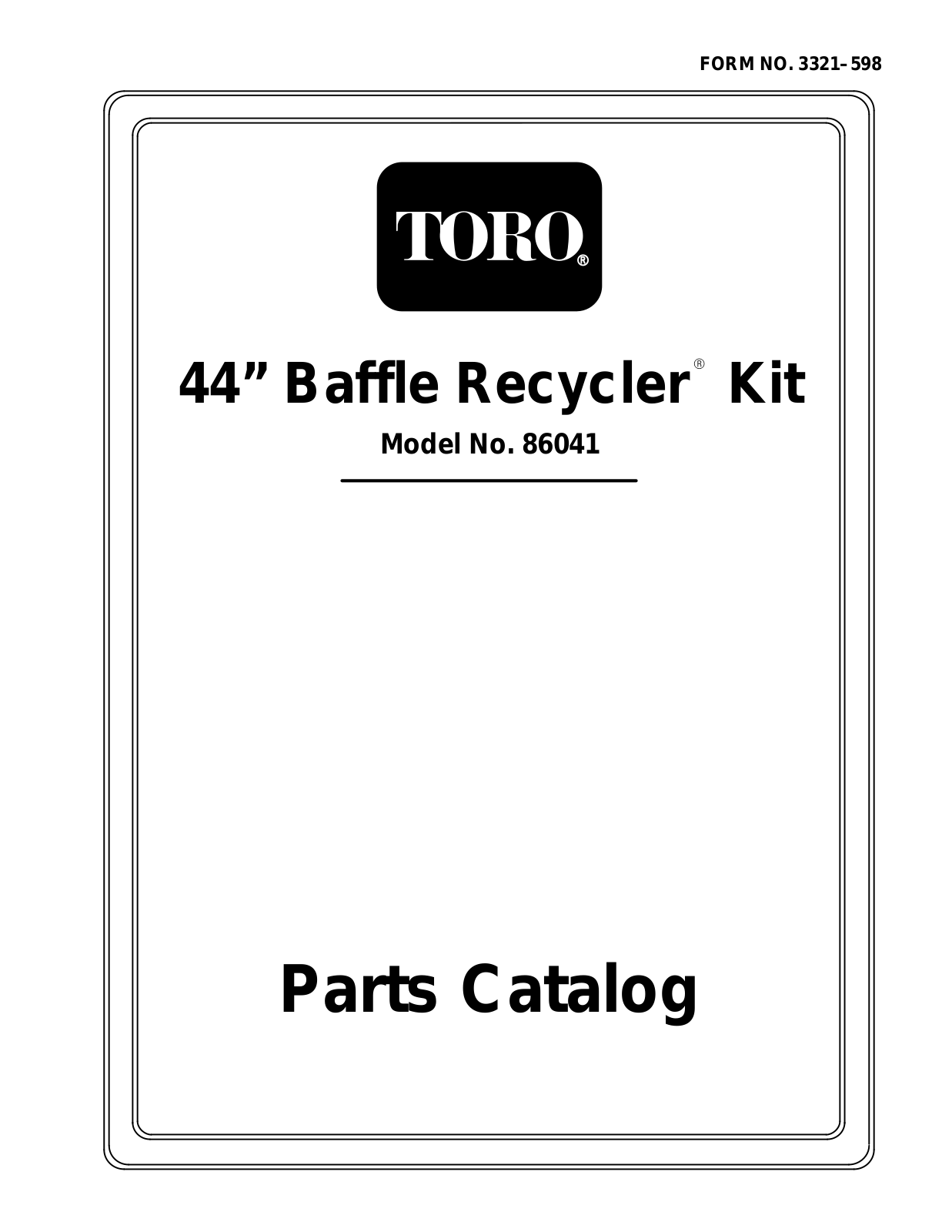 Toro 86041 Parts Catalogue