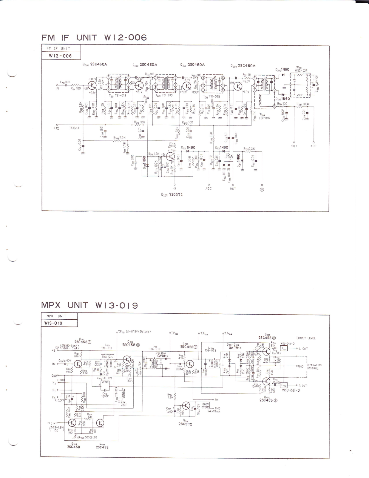 Pioneer W-12006, W-13019 Schematic