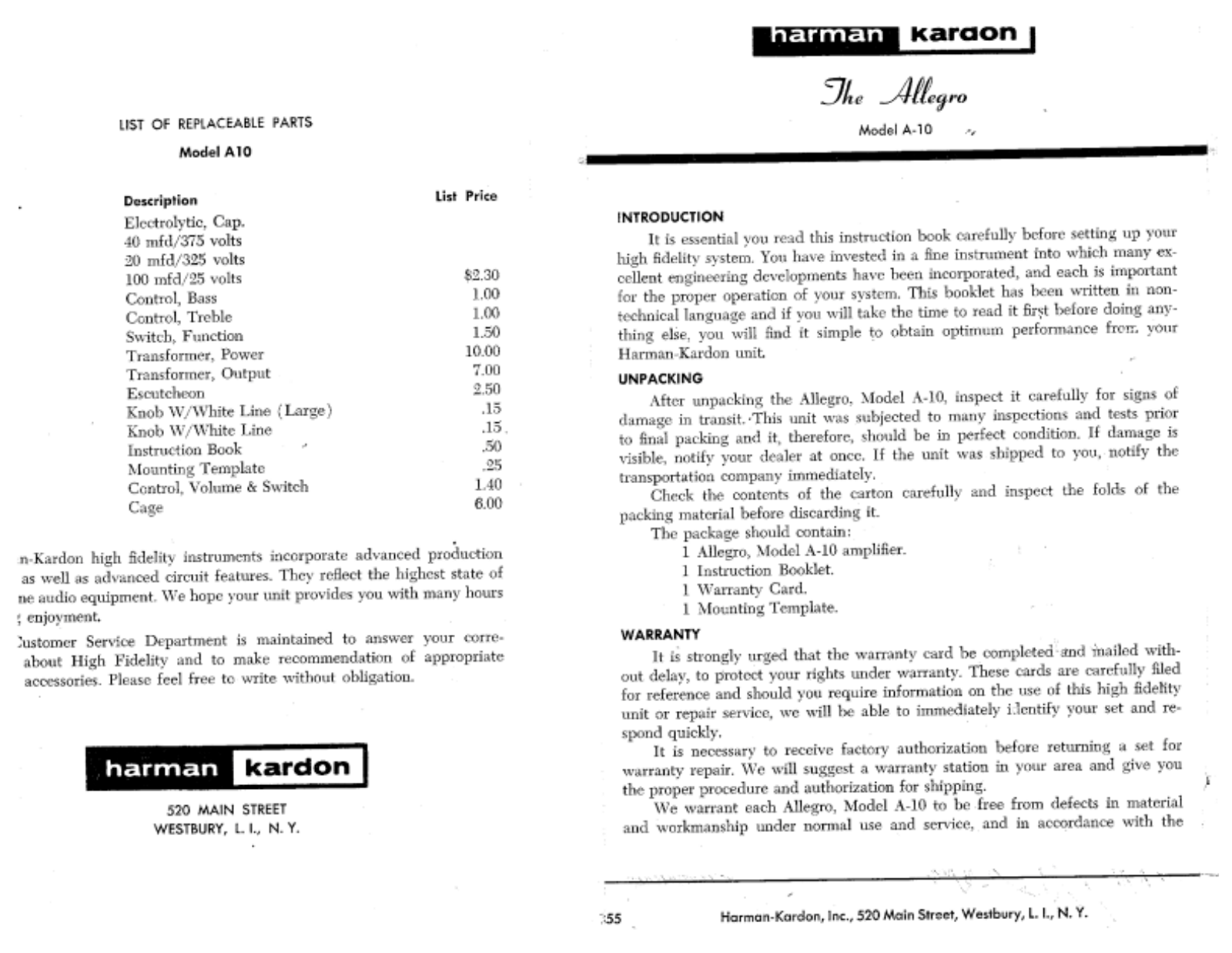 Harman kardon ALLEGRO A10 User Manual