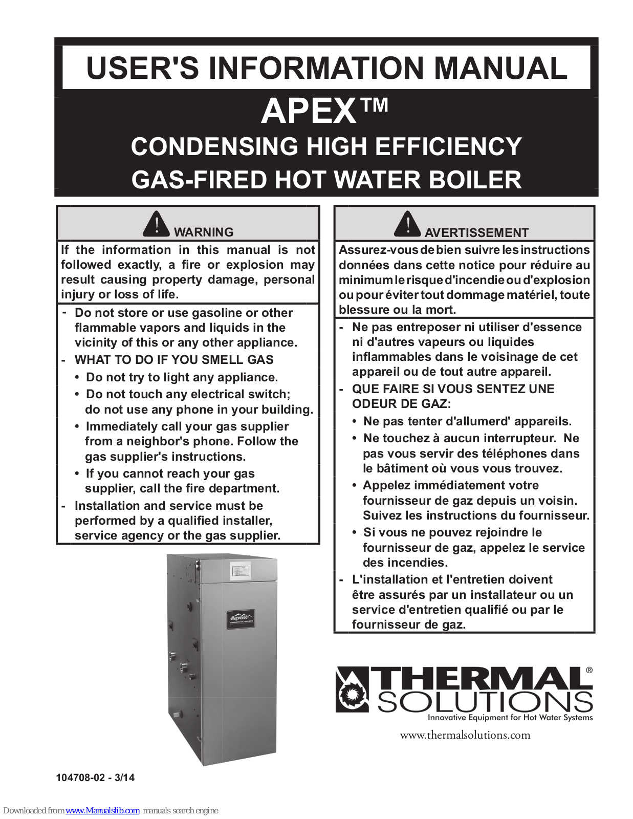 Thermal Solutions APEX, APEX Series User's Information Manual