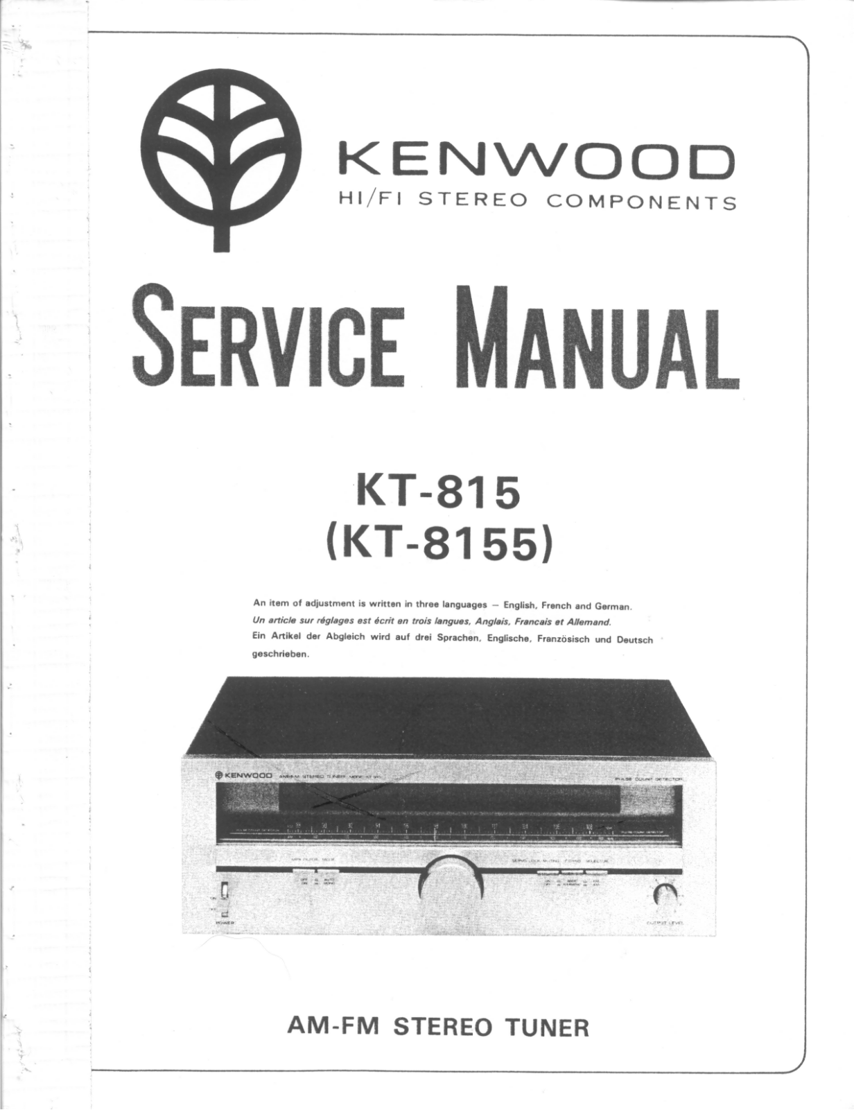 Kenwood KT-8155, KT-815 Service Manual