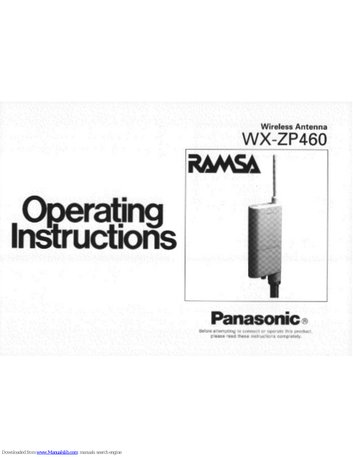 Panasonic Ramsa WX-ZP460 Operating Instructions Manual